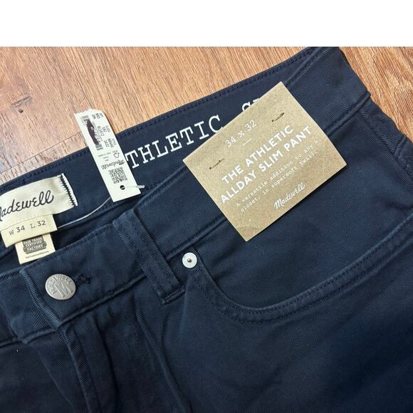 NWT Madewell The Athletic Allday Slim Pant In Navy Size 34x32 - Picture 6 of 9